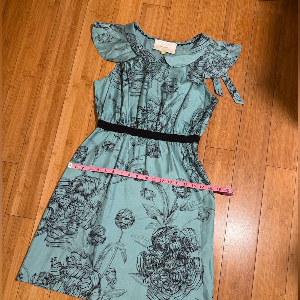 Anthropologie Leifsdottir Iskaldur Blue Floral Silk Dress Size 6 - Picture 11 of 14